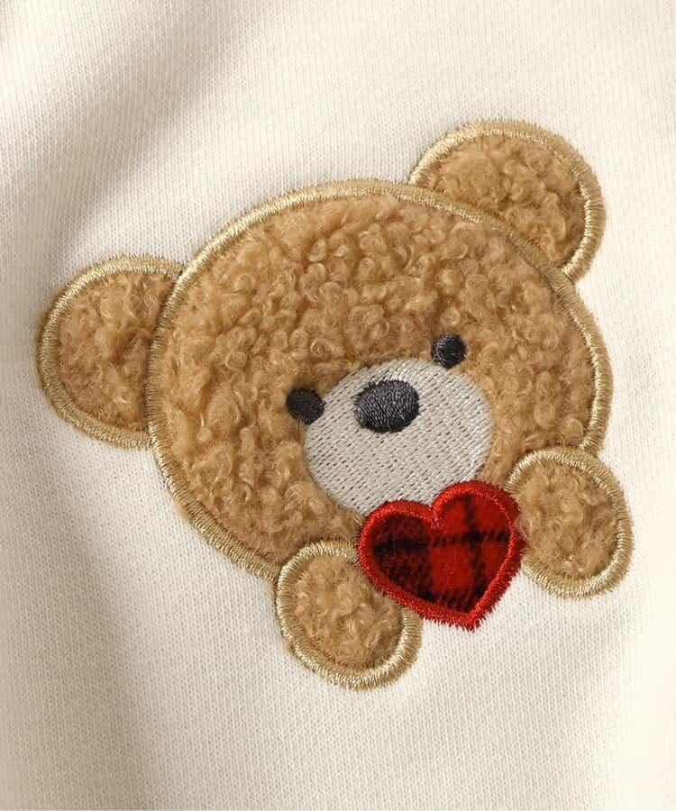 tiny bear 袖部羊羔絨格紋衛衣