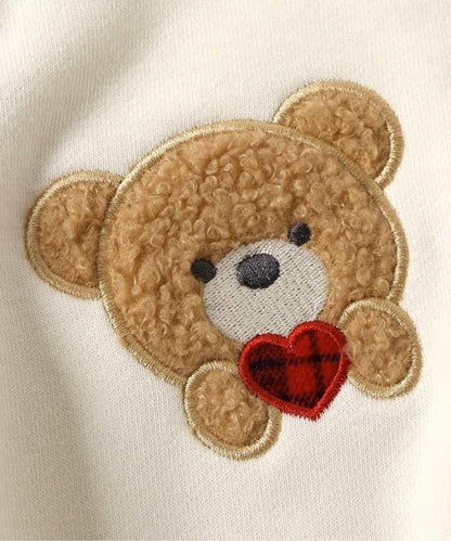 tiny bear 袖部羊羔絨格紋衛衣