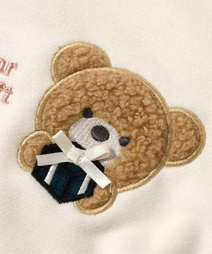 tiny bear 袖部羊羔絨格紋衛衣