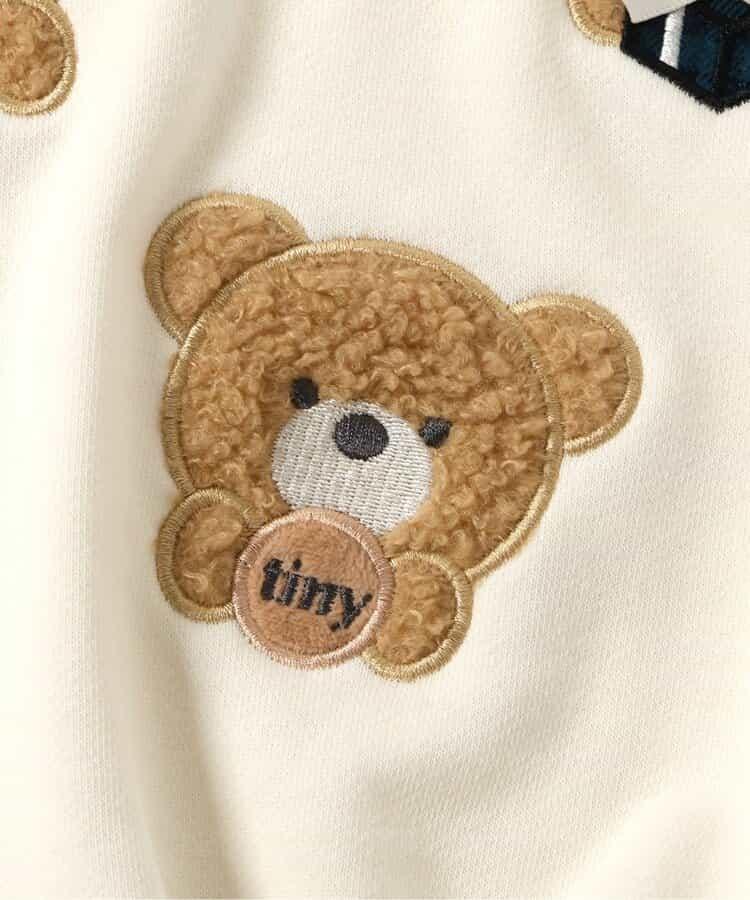 tiny bear 袖部羊羔絨格紋衛衣