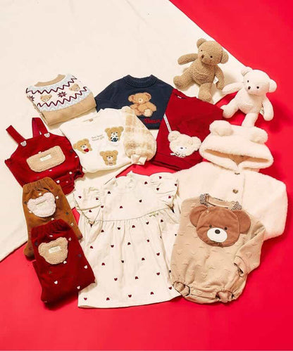 tiny bear 袖部羊羔絨格紋衛衣