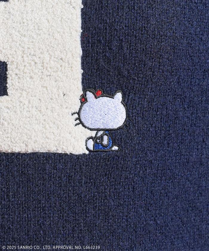「HELLO KITTY」毛圈刺繡字母針織衫
