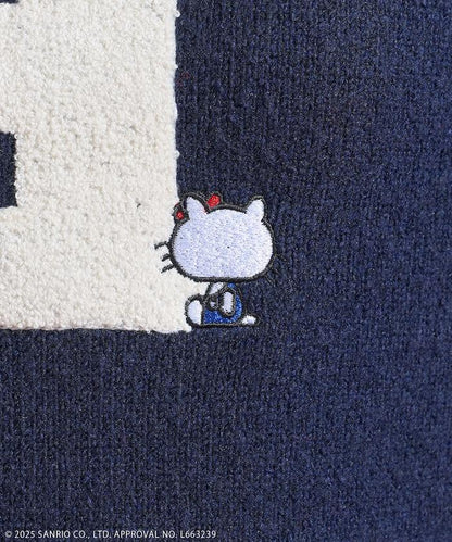 「HELLO KITTY」毛圈刺繡字母針織衫