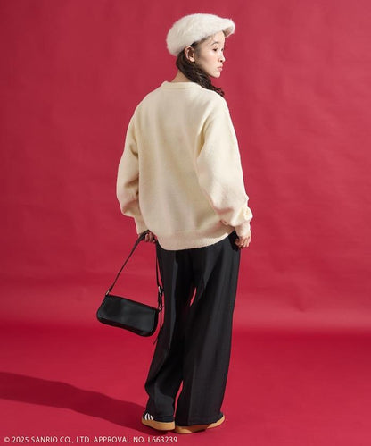 「HELLO KITTY」毛圈刺繡字母針織衫