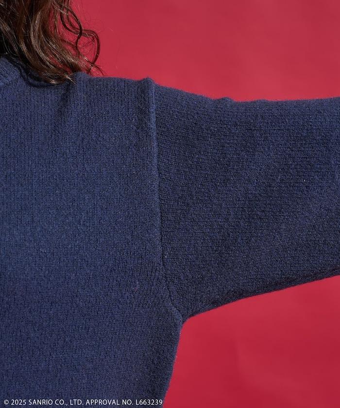 「HELLO KITTY」毛圈刺繡字母針織衫