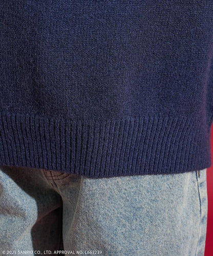 「HELLO KITTY」毛圈刺繡字母針織衫