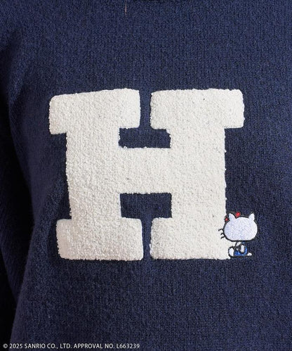 「HELLO KITTY」毛圈刺繡字母針織衫
