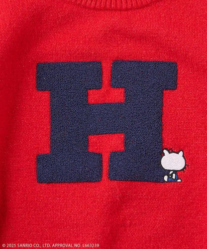 「HELLO KITTY」毛圈刺繡字母針織衫