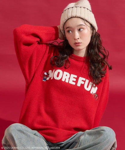 「HELLO KITTY」毛圈繡標誌針織衫