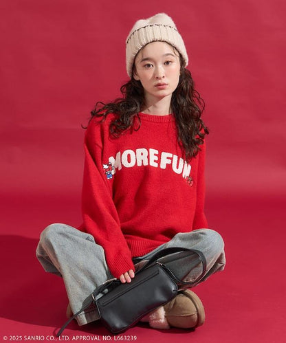 「HELLO KITTY」毛圈繡標誌針織衫