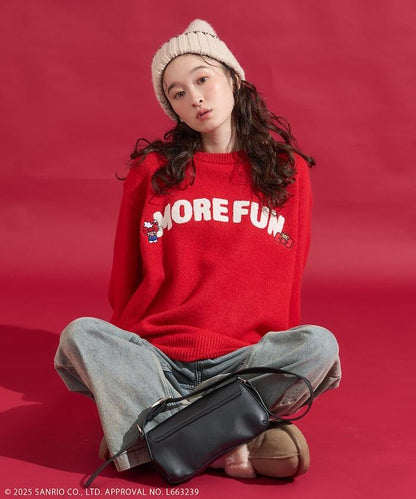 「HELLO KITTY」毛圈繡標誌針織衫