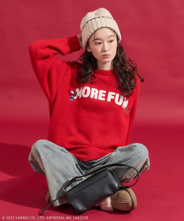 「HELLO KITTY」毛圈繡標誌針織衫