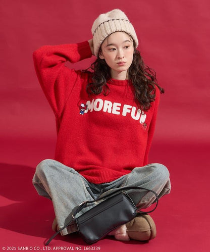 「HELLO KITTY」毛圈繡標誌針織衫