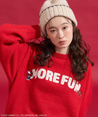 「HELLO KITTY」毛圈繡標誌針織衫