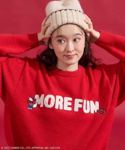 「HELLO KITTY」毛圈繡標誌針織衫