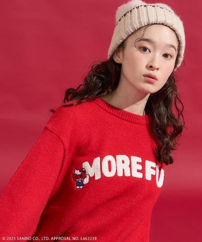 「HELLO KITTY」毛圈繡標誌針織衫