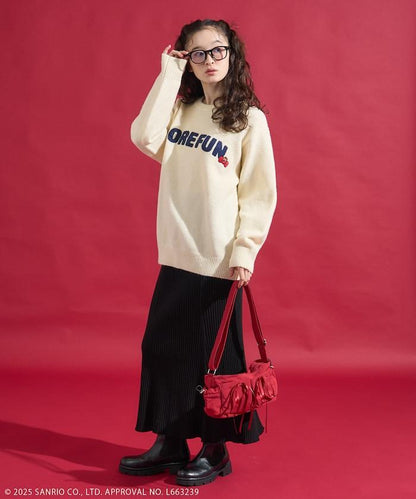 「HELLO KITTY」毛圈繡標誌針織衫