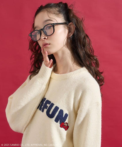 「HELLO KITTY」毛圈繡標誌針織衫