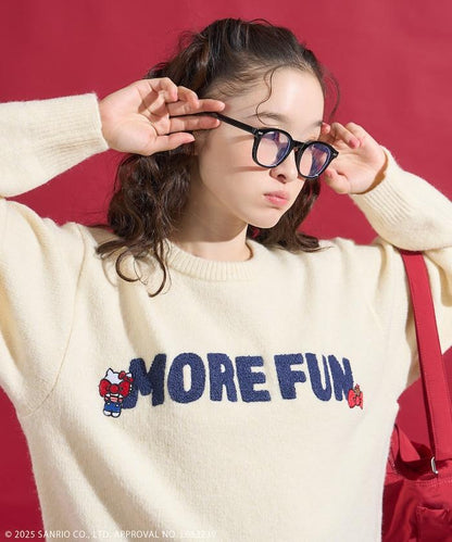 「HELLO KITTY」毛圈繡標誌針織衫