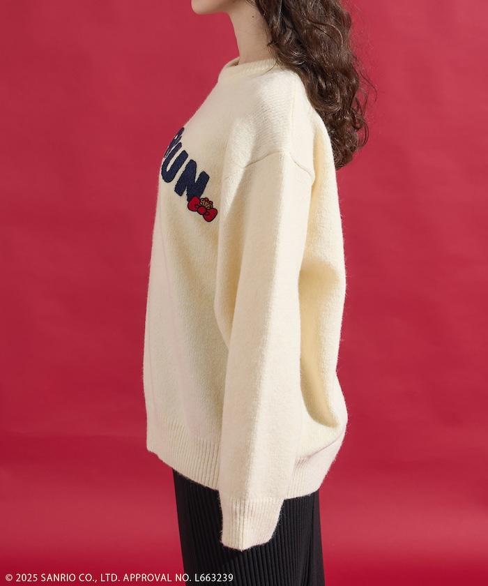 「HELLO KITTY」毛圈繡標誌針織衫