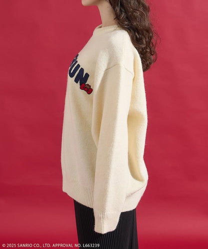 「HELLO KITTY」毛圈繡標誌針織衫
