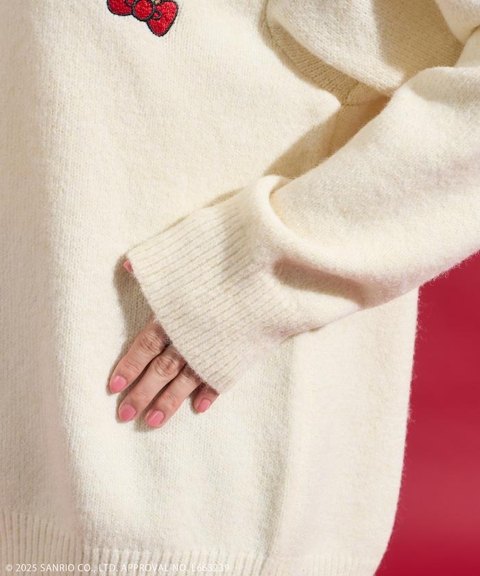 「HELLO KITTY」毛圈繡標誌針織衫