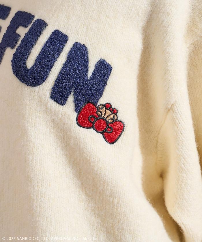 「HELLO KITTY」毛圈繡標誌針織衫