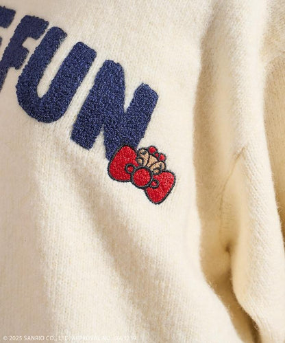 「HELLO KITTY」毛圈繡標誌針織衫