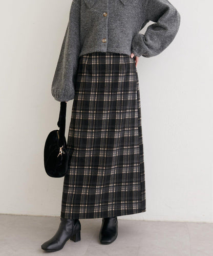 拼色格紋鉛筆裙