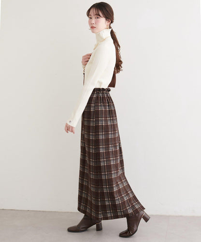 拼色格紋鉛筆裙