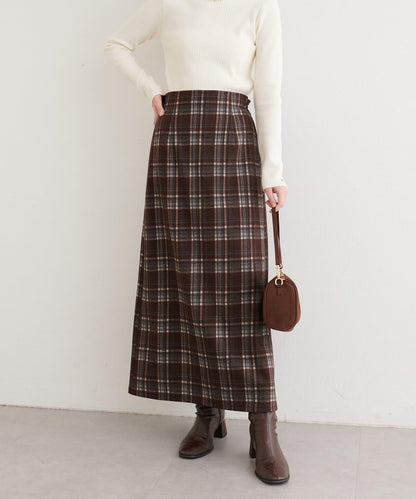 拼色格紋鉛筆裙