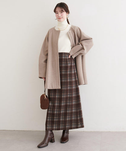 拼色格紋鉛筆裙