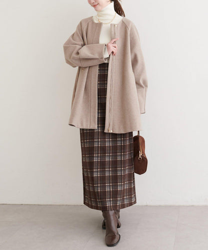 拼色格紋鉛筆裙