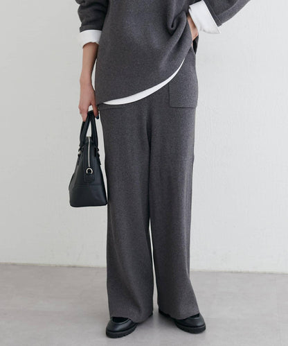 羊毛混紡羅紋針織褲