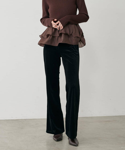 美腿修身柔軟天鵝絨長褲