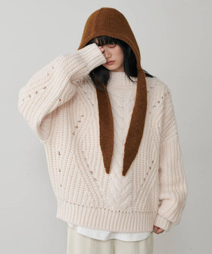 手工編織風格麻花針織套頭衫