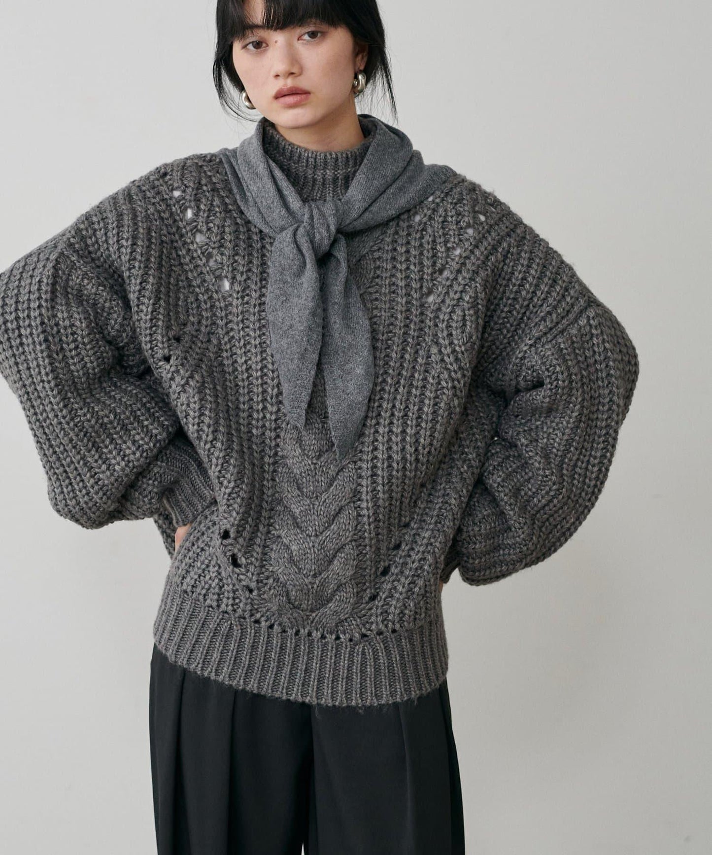 手工編織風格麻花針織套頭衫