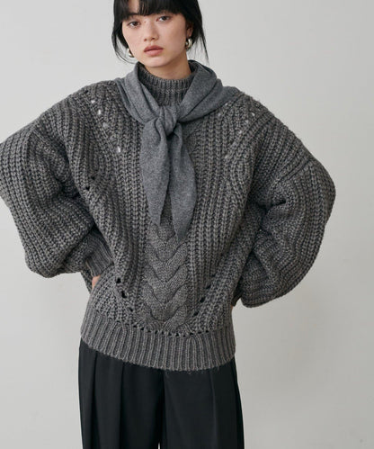 手工編織風格麻花針織套頭衫