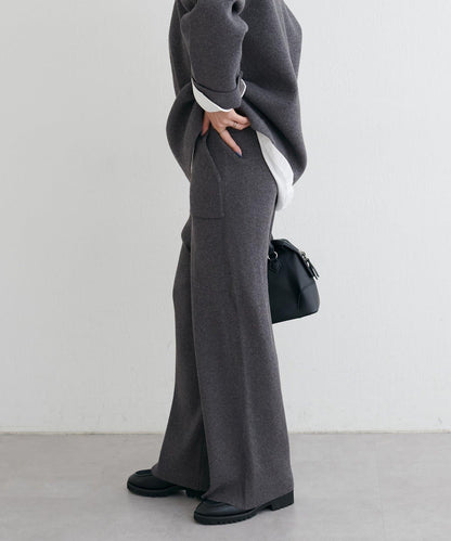 羊毛混紡羅紋針織褲