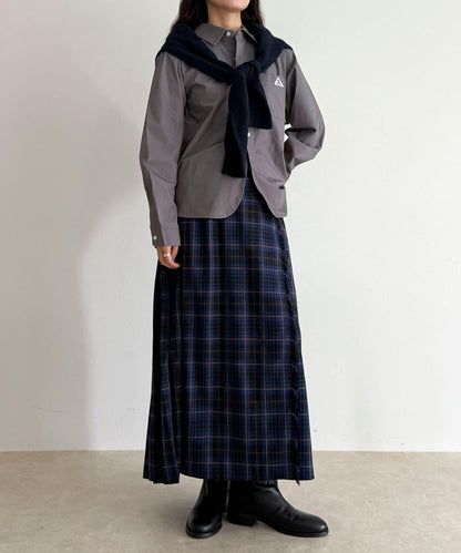 【GEVACO/ゲバコ】格紋側邊腰帶半身裙