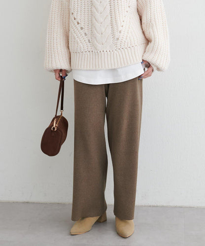 羊毛混紡羅紋針織褲