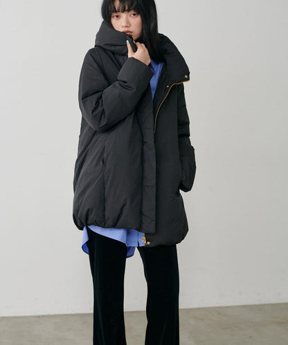 尼龍羽絨中長款大衣
