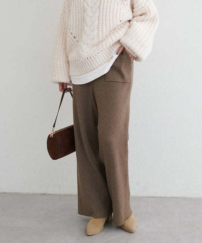 羊毛混紡羅紋針織褲