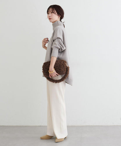 羊毛混紡羅紋針織褲