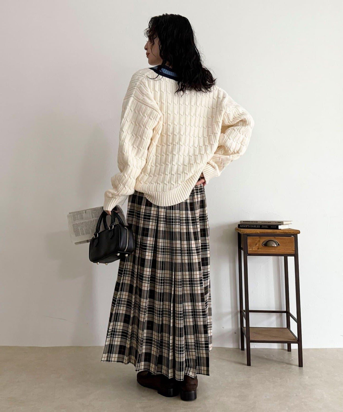 【GEVACO/ゲバコ】格紋側邊腰帶半身裙