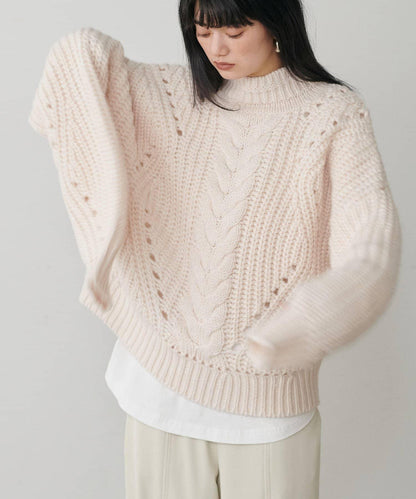 手工編織風格麻花針織套頭衫