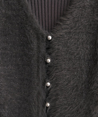 〈osono〉亮片羽毛針織背心×羅紋連衣裙