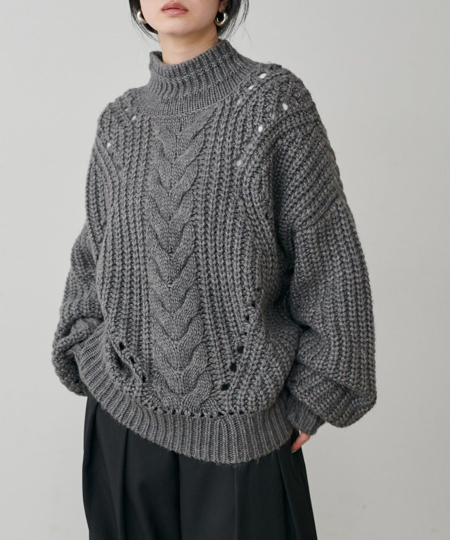 手工編織風格麻花針織套頭衫