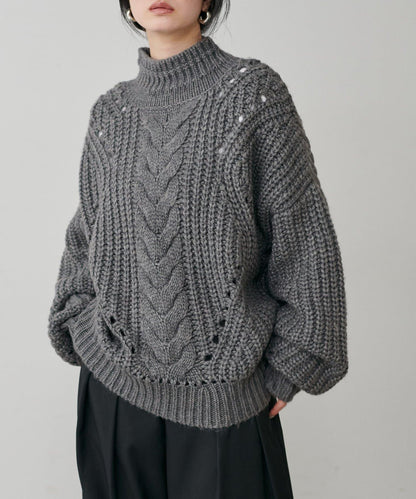 手工編織風格麻花針織套頭衫