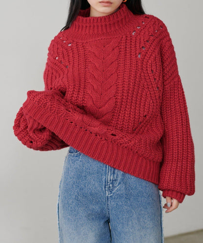 手工編織風格麻花針織套頭衫